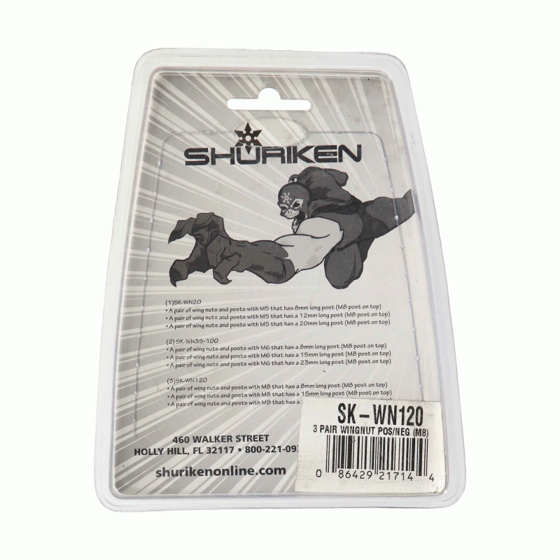 Shuriken SK-WN120 Positive/Negative Wingnut Power Terminal (3 Pairs)