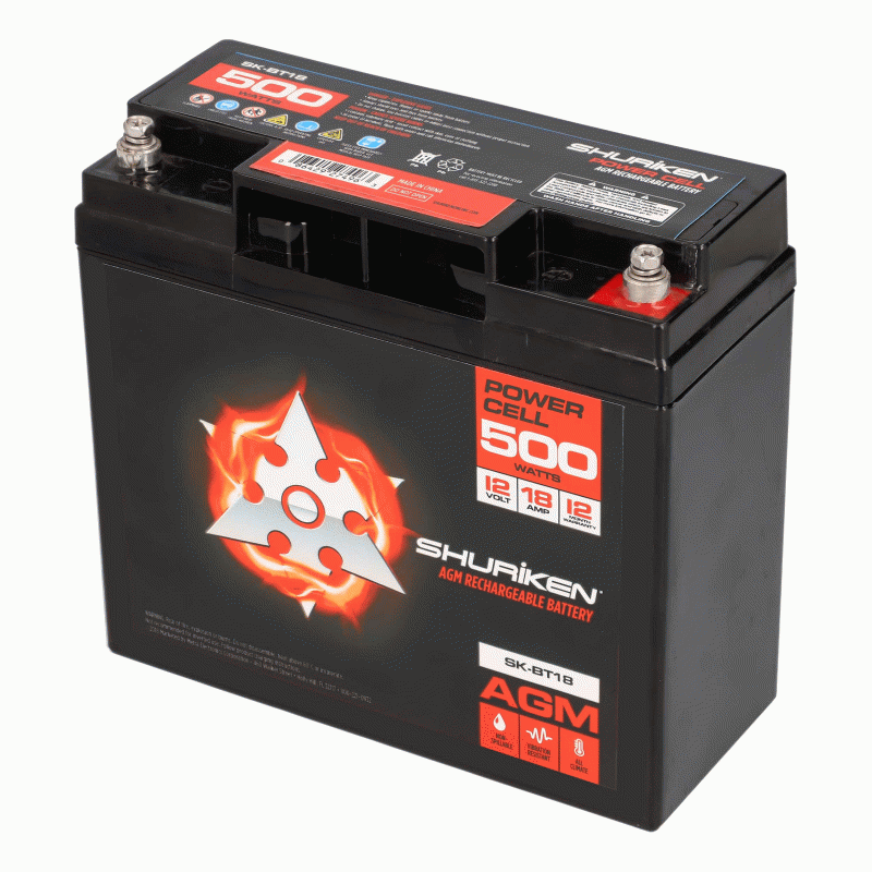 Shuriken SK-BT18 500 Watts 18 AMP Hours Compact Size AGM 12V Battery