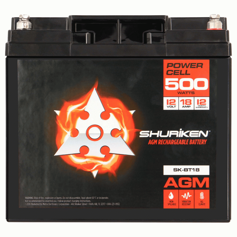 Shuriken SK-BT18 500 Watts 18 AMP Hours Compact Size AGM 12V Battery