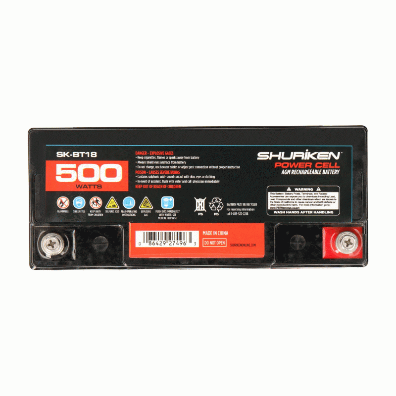 Shuriken SK-BT18 500 Watts 18 AMP Hours Compact Size AGM 12V Battery