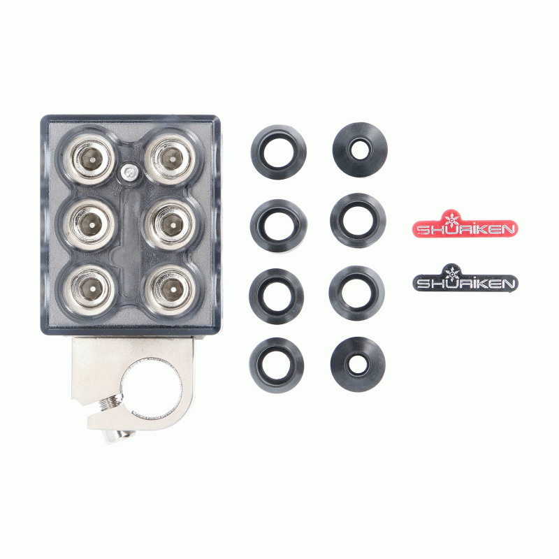 Shuriken 6 positions 1/0 4 or 8 Gauge Positive or Negative Battery Terminal Brass Bus Bar