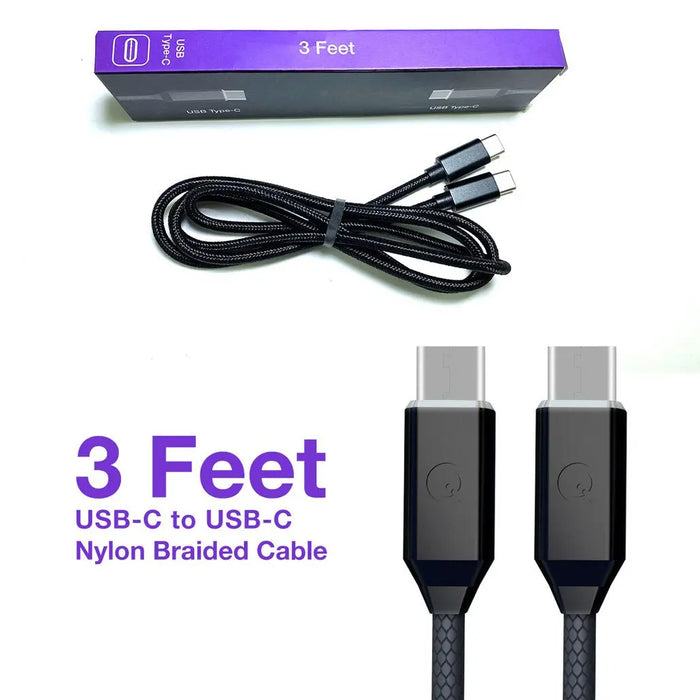 Soft Nylon Braided USB Type-C to USB-C Male USB Charger Cables - 3 Feet, Black Others