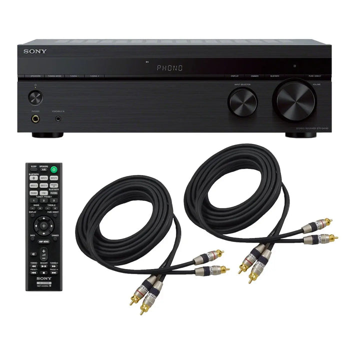 Sony STRDH190 2 Channel Stereo Receiver Phono Inputs and Bluetooth with 2 RCA Cables Combo Sony