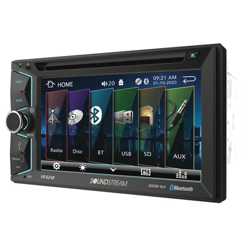 Soundstream VR-624B Double-DIN Bluetooth in-Dash DVD/CD/AM/FM Car Stereo Receiver Soundstream
