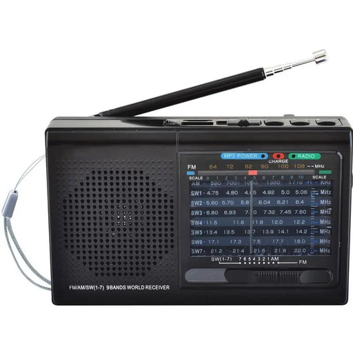 Supersonic SC-1080BT Black Rechargeable 9 Band AM/FM Bluetooth Radio Supersonic