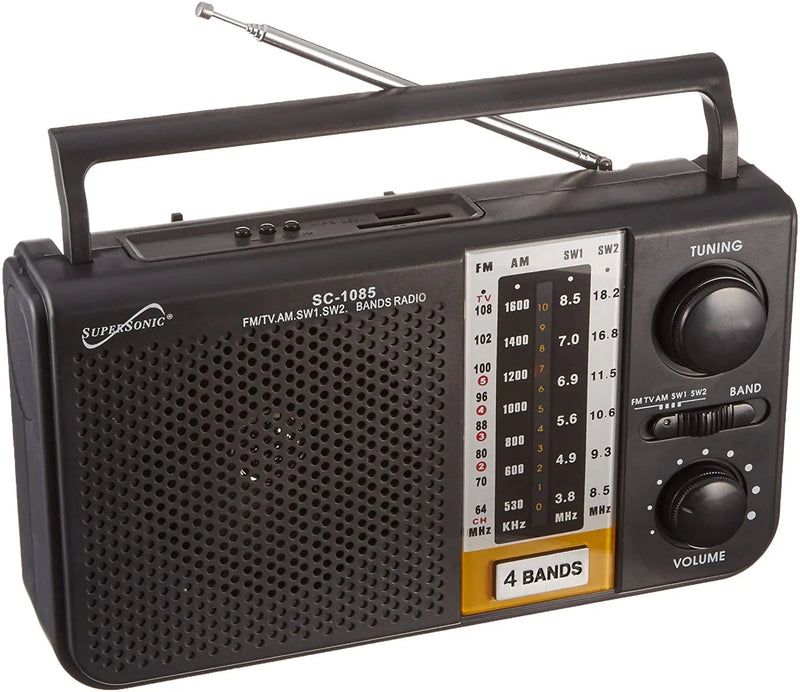 Supersonic SC-1085 5 Band AM/FM/SW/TV Radio Built-in USB Input & SD Card Slot Supersonic