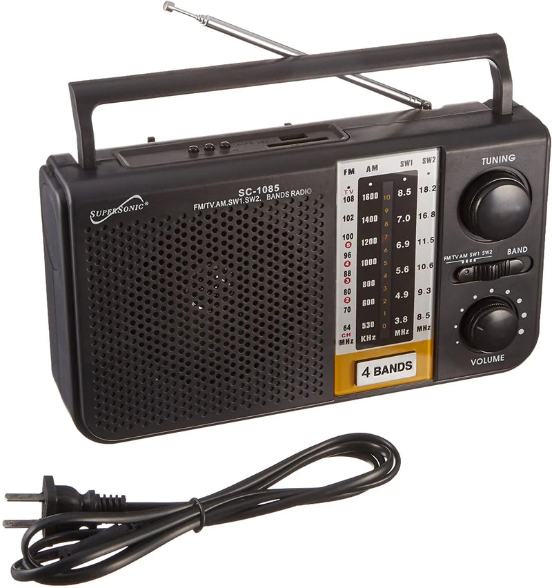 Supersonic SC-1085 5 Band AM/FM/SW/TV Radio Built-in USB Input & SD Card Slot Supersonic