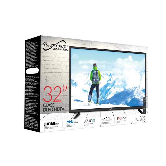 Supersonic SC-3210 32 Class Widescreen LED HDTV 1080p Built-In USB HDMI Supersonic