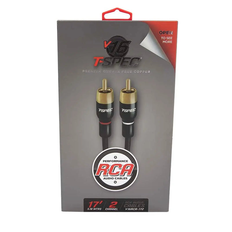 T-Spec V16RCA-172 V16 Series 2-Channel RCA Audio Cables 26 AWG OFC 17 Ft T-Spec