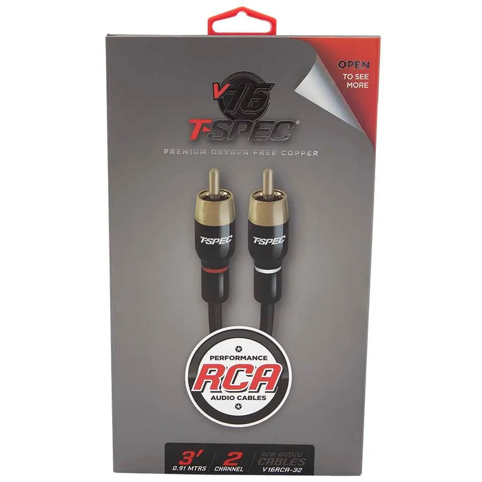 T-Spec V16RCA-32 V16 Series 3 Ft 26 AWG Gold-plater Copper RCA Audio Cables T-Spec