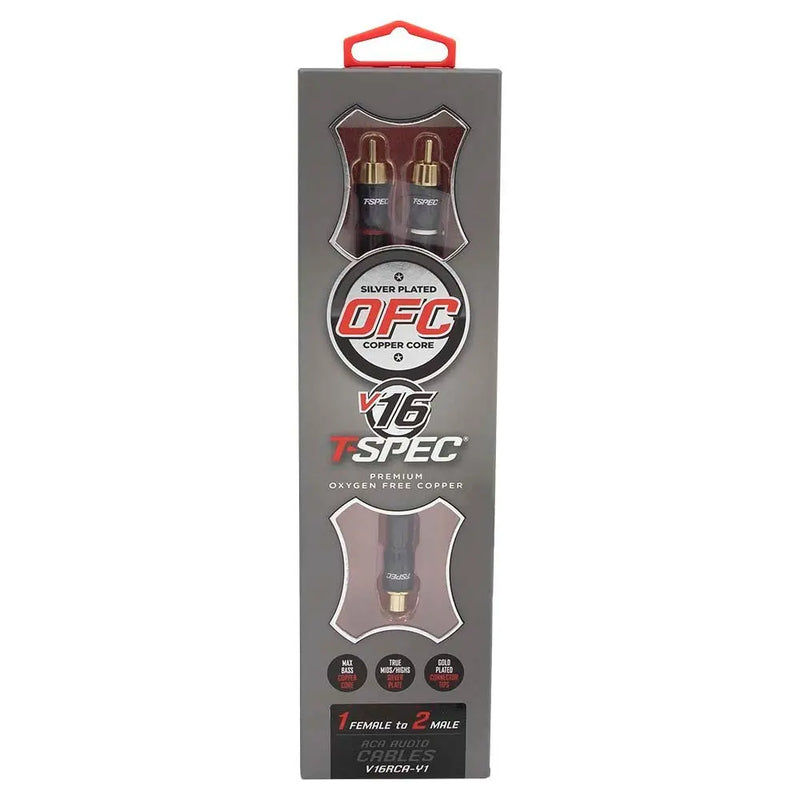 T-Spec V16RCA-Y1 V16 Series RCA Audio Cables 26AWG Gold-plated Copper 1 Female 2 Males T-Spec