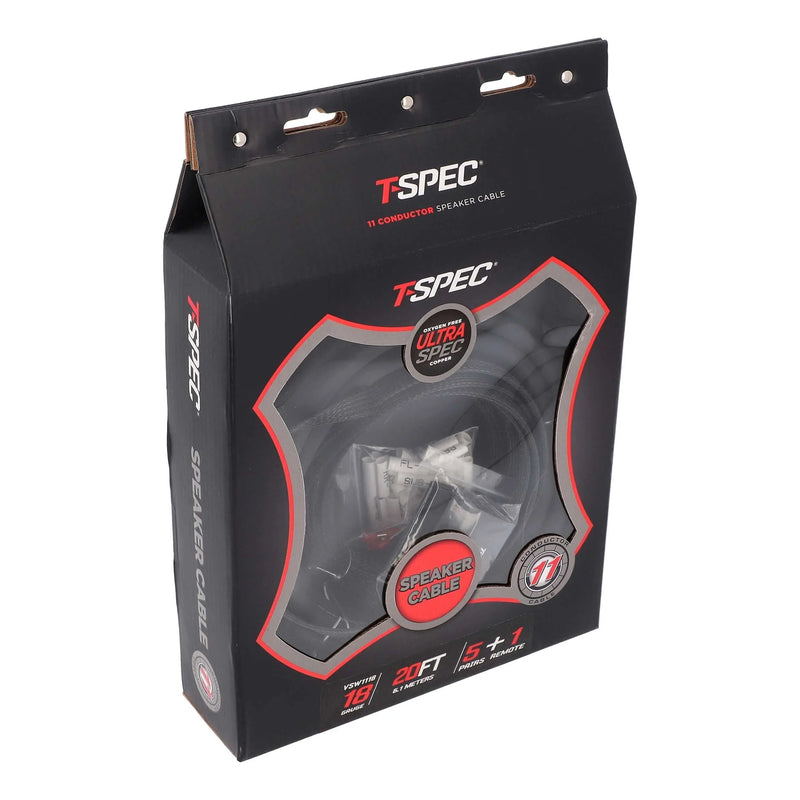 T-Spec VSW1118 20ft. 18 Gauge 11 Conductor Flexible OFC Speaker Cable T-Spec