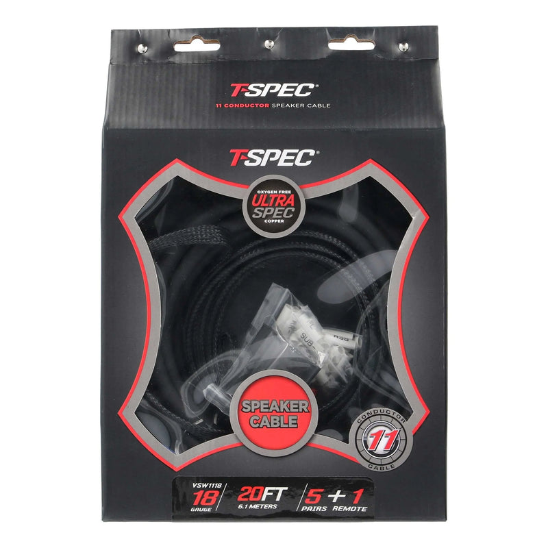 T-Spec VSW1118 20ft. 18 Gauge 11 Conductor Flexible OFC Speaker Cable T-Spec