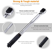 TACKLIFE 3/8" Drive Click Torque Wrench Set with Adapters and an Extension Bar (HTW1A) TACKLIFE
