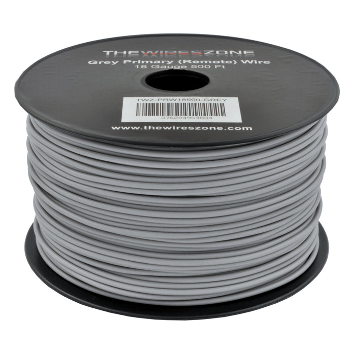 Gray 18 Gauge AWG 500' ft Stranded Primary Remote Wire Cable