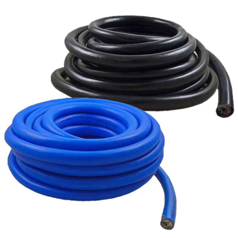 1/0 Gauge 50 Feet Total High-Performance Amplifier Power/Ground Cable (Blue/Black)