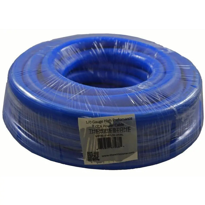 1/0 Gauge 50 Feet Total High-Performance Amplifier Power/Ground Cable (Blue/Black)
