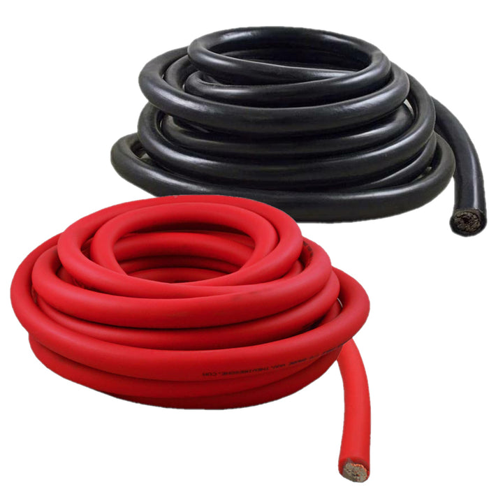 1/0 Gauge 50 Feet Total High-Performance Amplifier Power/Ground Cable (Red/Black)