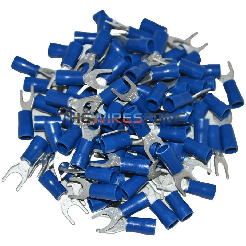 The Install Bay BVST10 Blue Vinyl 16-14 Gauge #10 Spade Terminal 100/pk The Install Bay