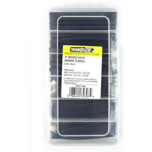 The Install Bay IBHST160B Heat Shrink Tubing Kit 160 Pc 4in 2:1 Assorted Black The Install Bay