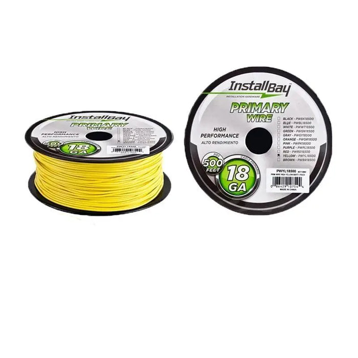 The Install Bay PWYL18500 Yellow 18 Gauge 500 Feet Stranded Primary Wire The Install Bay