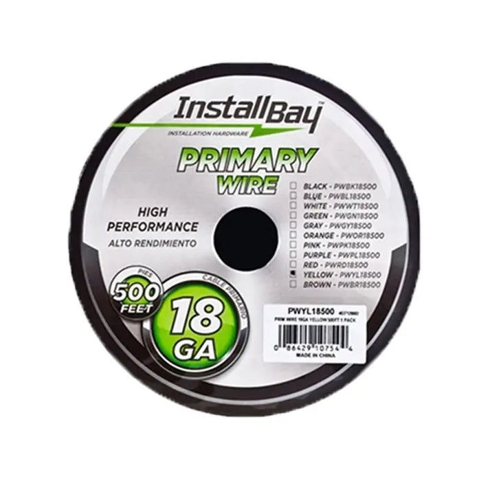 The Install Bay PWYL18500 Yellow 18 Gauge 500 Feet Stranded Primary Wire The Install Bay