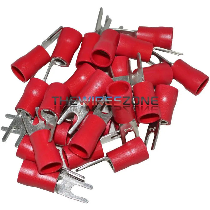 The Install Bay RVST88 Red Vinyl 8 Gauge #8 Spade Terminal (25/pack) The Install Bay