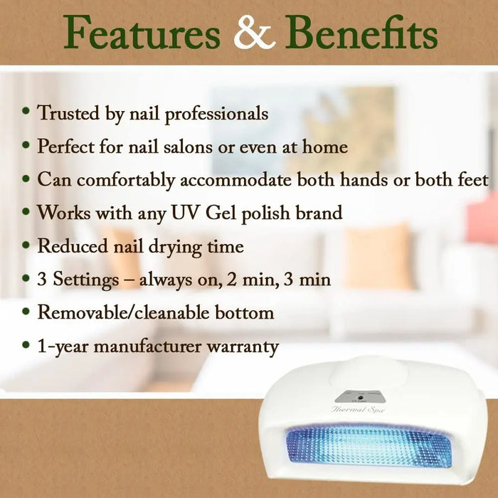 Thermal Spa UV Auto Gel Lamp Nail Dryer Top Tier 45 Watt Portable White Others