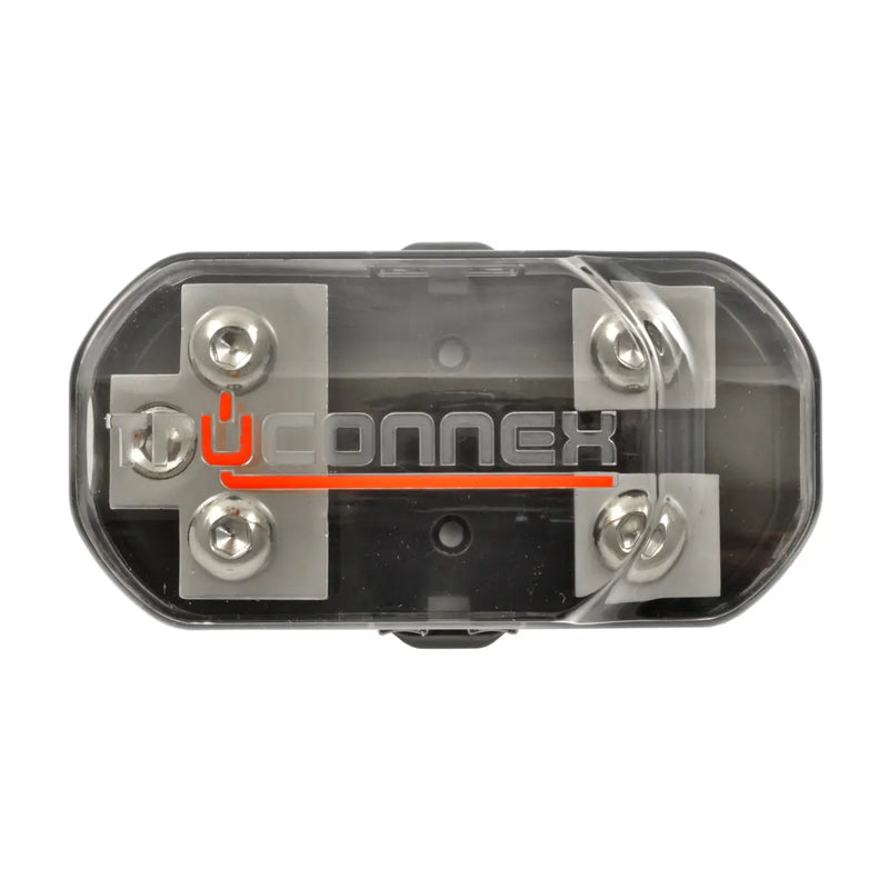 TruConnex 1-4 Gauge Input and 4-8 GA Outputs Dual ANL Fuse Holder Distribution Block with 2 Pack Nickel 100-500 Amp Fuse TruConnex