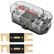 TruConnex 1-4 Gauge Input and 4-8 GA Outputs Dual ANL Fuse Holder Distribution Block with 2 Pack Nickel 100-500 Amp Fuse TruConnex