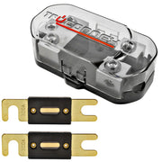 TruConnex 1-4 Gauge Input and 4-8 GA Outputs Dual ANL Fuse Holder Distribution Block with 2 Pack Nickel 100-500 Amp Fuse TruConnex