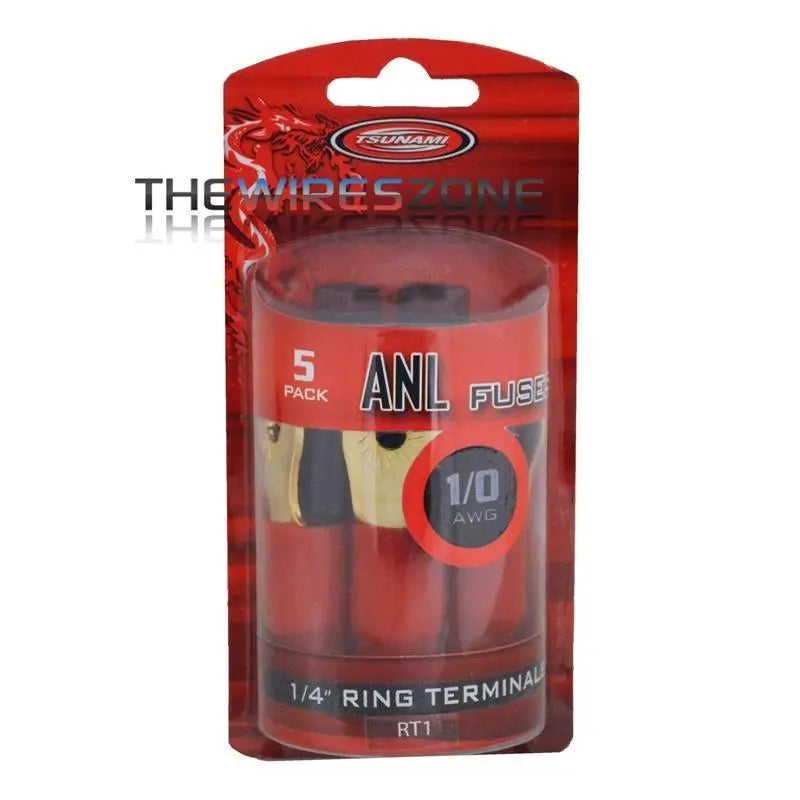 Tsunami RT1 Gold Plated 1/0 Gauge 1/4" Ring Terminal (5/pack) vendor-unknown