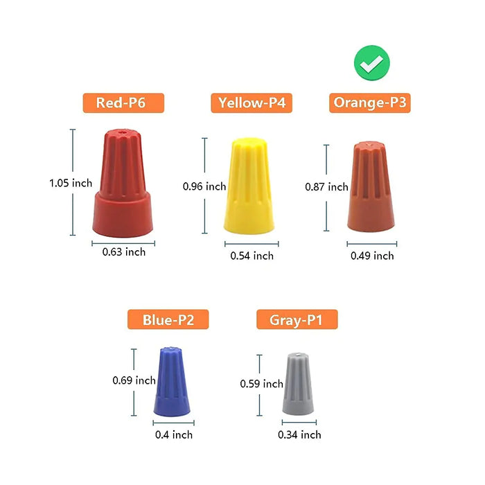 Twist Type Wire Connector Wire Nuts AWG 18-16 UL Listed Orange 500 pcs. The Wires Zone
