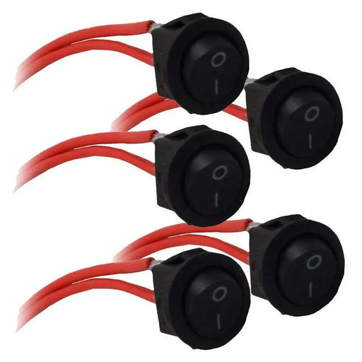 Universal Black 12V 2 Pin Round On/Off Mini Rocker Switch (5/10/20 Pack) The Wires Zone