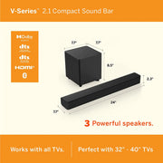 V-Series 2.1 Compact Home Theater Sound Bar Dolby Audio with Remote Control Vizio