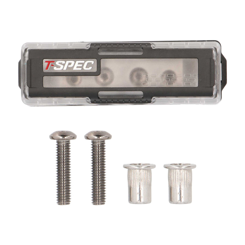 T-Spec VDGB4 Bolt Down Ground Block Solid Brass (2) 0/4 (2) 4/8 outputs Distribution Blocks
