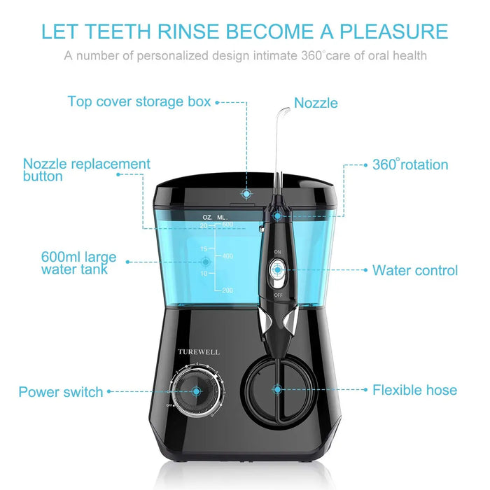 Water Jet Electric Dental Pick Flosser Oral Irrigator 600ml for Teeth/Braces 8 Tips 10 Adjustable Pressure Others