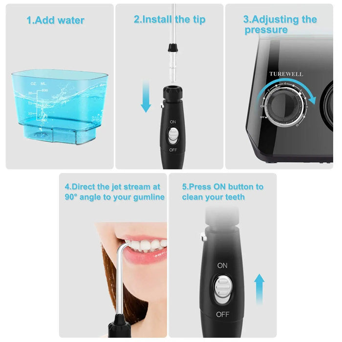 Water Jet Electric Dental Pick Flosser Oral Irrigator 600ml for Teeth/Braces 8 Tips 10 Adjustable Pressure Others