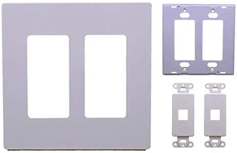 White 2-Gang 2-Port Screwless Keystone Jack Decora Wall Plate Insert (1-10 Pack) The Wires Zone