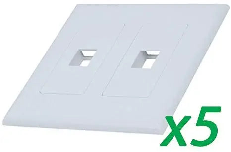 White 2-Gang 2-Port Screwless Keystone Jack Decora Wall Plate Insert (1-10 Pack) The Wires Zone