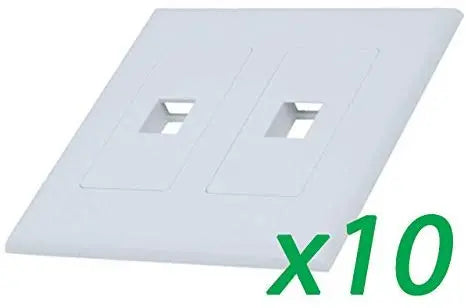 White 2-Gang 2-Port Screwless Keystone Jack Decora Wall Plate Insert (1-10 Pack) The Wires Zone