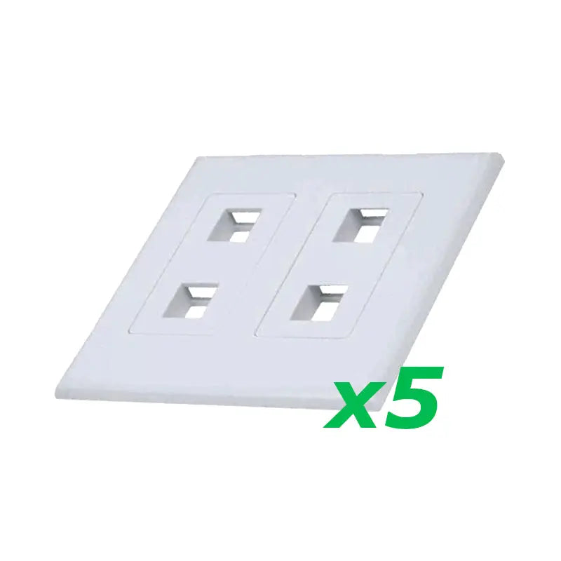 White 2-Gang 4-Port Screwless Keystone Jack Decora Wall Plate Insert (1-10 Pack) The Wires Zone