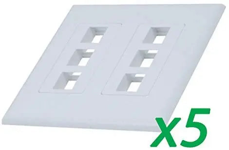 White 2-Gang 6-Port Screwless Keystone Jack Decora Wall Plate Insert (1-10 Pack) The Wires Zone