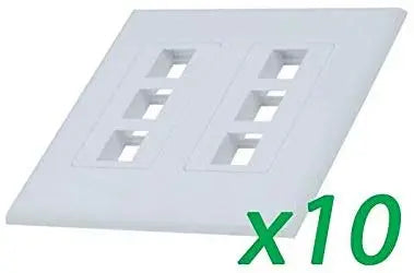 White 2-Gang 6-Port Screwless Keystone Jack Decora Wall Plate Insert (1-10 Pack) The Wires Zone