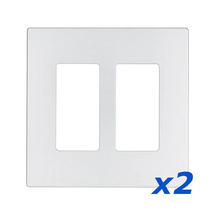 White 2-Gang Screwless Decorator Wall Plates for Outlet Switch (1-10 Pack) The Wires Zone