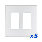 White 2-Gang Screwless Decorator Wall Plates for Outlet Switch (1-10 Pack) The Wires Zone