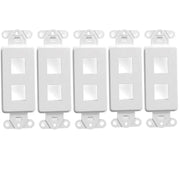 White 2-Port Keystone Jack Wall Plate Insert HDMI  RJ45 Cat 6, Ethernet, RG6 Coax, Banana Plug (Pack 1-10) The Wires Zone