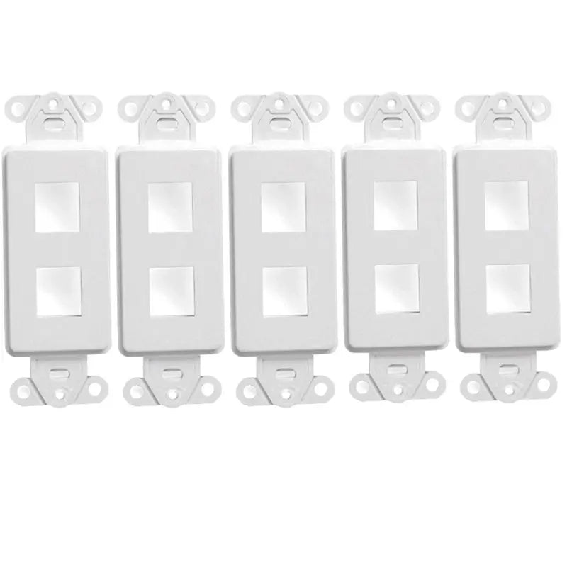 White 2-Port Keystone Jack Wall Plate Insert HDMI  RJ45 Cat 6, Ethernet, RG6 Coax, Banana Plug (Pack 1-10) The Wires Zone