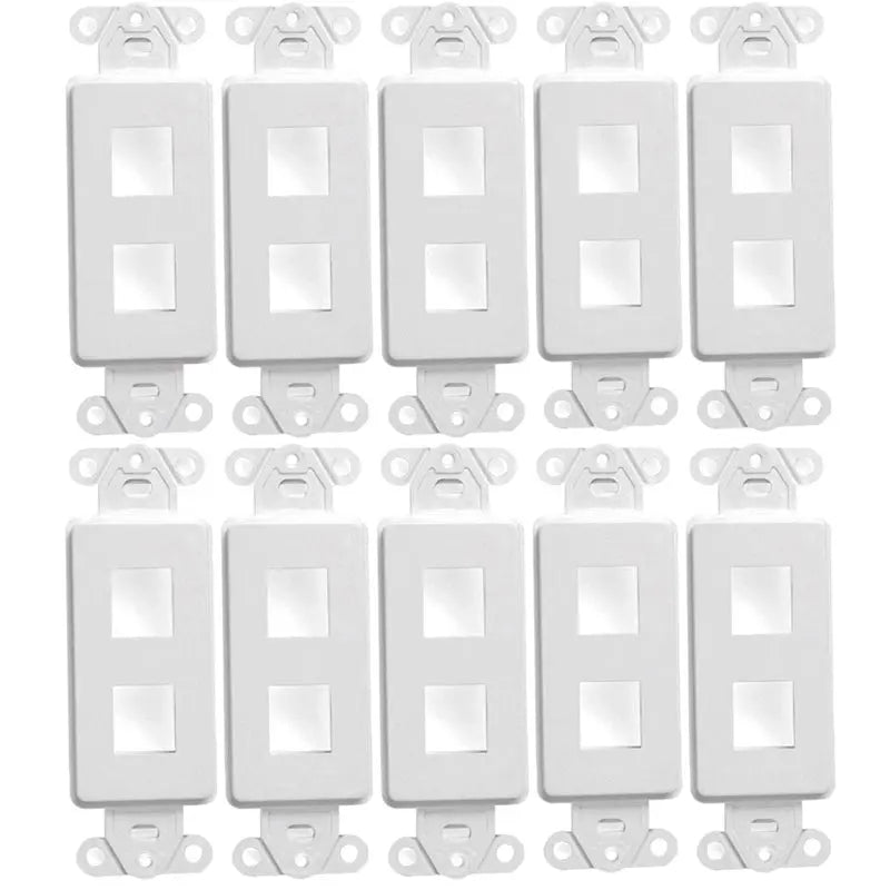 White 2-Port Keystone Jack Wall Plate Insert HDMI  RJ45 Cat 6, Ethernet, RG6 Coax, Banana Plug (Pack 1-10) The Wires Zone