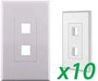 White 2-Port Screwless Decora Keystone Jack Wall Insert Cover Plate (1-10 Pack) The Wires Zone